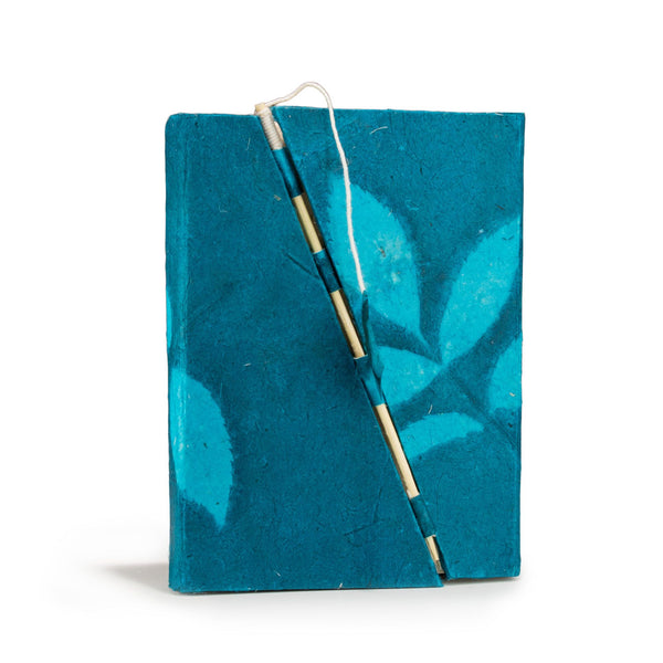 Medium Midnight Blue Lokta Bold Floral Bamboo Lock Notebook