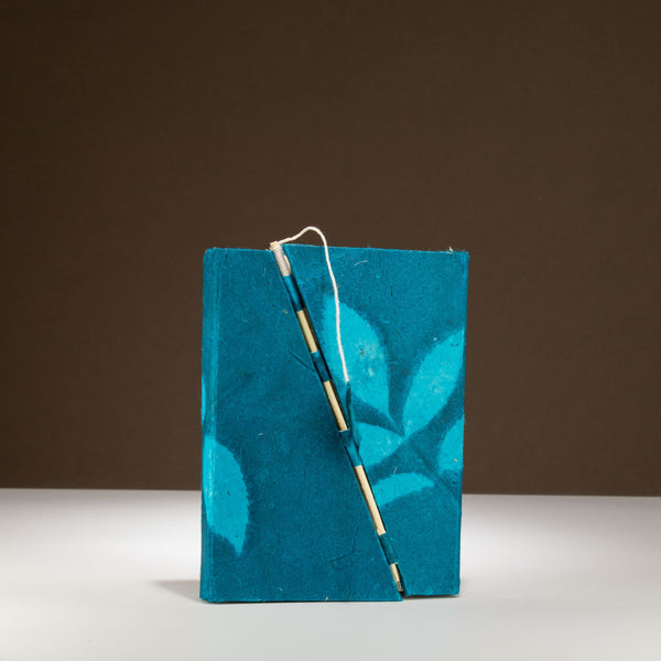 Medium Midnight Blue Lokta Bold Floral Bamboo Lock Notebook