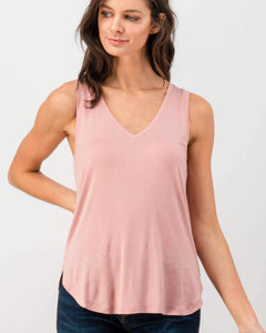 Basic V-Neck Sleeveless Top - Desert Rose - Rebel Vine Boutique