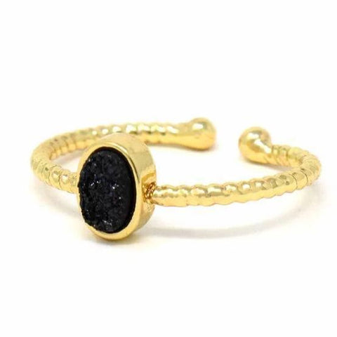 Druzy Agate Stone Ring - Black - Rebel Vine Boutique