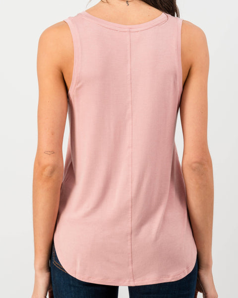 Basic V-Neck Sleeveless Top - Desert Rose - Rebel Vine Boutique