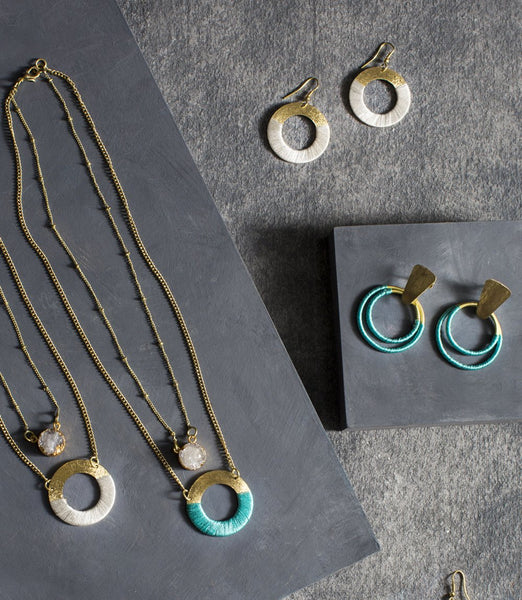 Kaia Druzy Necklace - Teal Disc - Rebel Vine Boutique