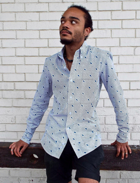 The Diagonal Button Down Organic Cotton Shirt - Rebel Vine Boutique