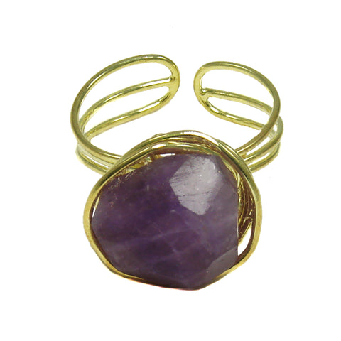 Agate Chunk Statement Ring - Plum - Rebel Vine Boutique