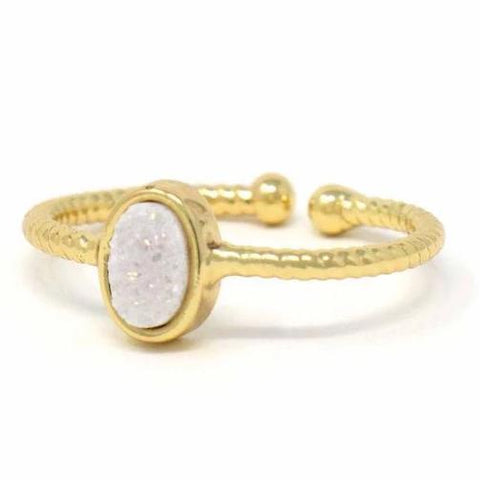 Druzy Agate Stone Ring - White - Rebel Vine Boutique
