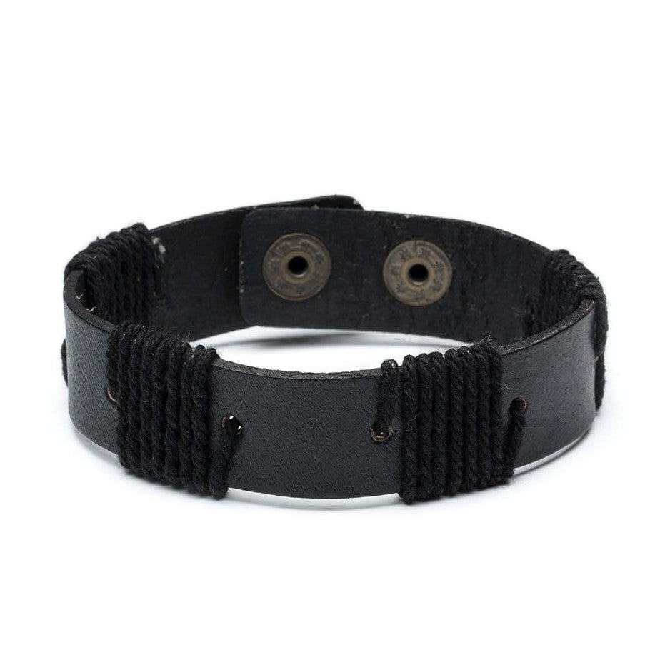 Rama Sustainable Leather Cuff - Black - Rebel Vine Boutique