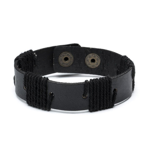 Rama Sustainable Leather Cuff - Black - Rebel Vine Boutique